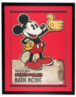 "MICKEY MOUSE BATH ROBE" LARGE AND IMPRESSIVE FRAMED STORE DISPLAY SIGN.