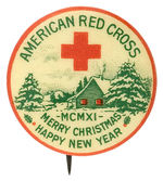 “AMERICAN RED CROSS” FIRST EVER 1911 CHRISTMAS BUTTON FROM HAKE COLLECTION.