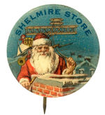 EARLY SANTA ON ROOFTOP WITH BIPLANE ON TETHER BUTTON.