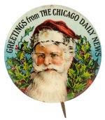 “GREETINGS FROM THE CHICAGO DAILY NEWS” EARLY AND SUPERB COLOR SANTA FROM HAKE COLLECTION AND CPB.