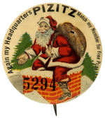 SANTA CLAUS RARE SERIALLY NUMBERED PRIZE BUTTON FROM HAKE COLLECTION AND CPB.