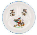 DONALD DUCK CIRCUS THEME SALEM CHINA CO. CHILD'S DIVIDED DISH AND BOWL.