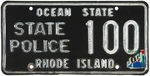 "RHODE ISLAND STATE POLICE - OCEAN STATE" METAL LICENSE PLATE.
