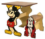 MICKEY/MINNIE MOUSE TABLE AND PLUTO BENCH FROM THE WARD KIMBALL TRAIN AND TOY COLLECTION.