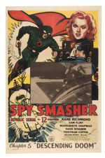 "SPY SMASHER" LINEN-MOUNTED MOVIE SERIAL POSTER SIGNED BY DIRECTOR.