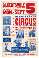 "BEERS-BARNES CIRCUS" WINDOW CARD.