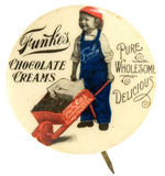 "FUNKE'S CHOCOLATE CREAMS" RARE CANDY BUTTON.