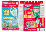 "FLINTSTONE BIRD/LUCKY CHARMS LUCKY" BOX FLAT PAIR W/KITE PREMIUM OFFERS.