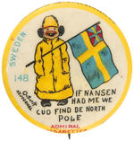 YELLOW KID RARE BUTTON #148 WITH FLAG OF SWEDEN.