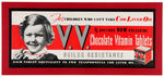 "V.V. CHOCOLATE VITAMIN TABLETS" STORE DISPLAY SIGN.