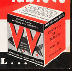 "V.V. CHOCOLATE VITAMIN TABLETS" STORE DISPLAY SIGN.