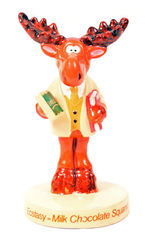 "ECSTASY=MILK CHOCOLATE SQUARED" GLAZED MOOSE FIGURE.