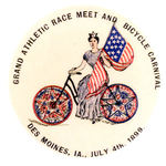 BICYCLE RACE AND CARNIVAL 1.75" FROM 1899.