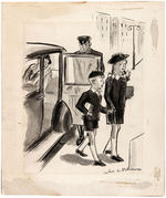 HELEN HOKINSON SCHOOL CHILDREN LEAVING LIMOUSINE ORIGINAL ART.