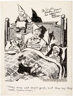 BILL MAULDIN “THE PERENNIAL SUCKER” IN BED WITH PERON/FRANCO/KKK 1946 ORIGINAL ART.