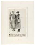 PHIL MAY DRUNKEN MAN AND DOORMAN 1900 ORIGINAL ART.