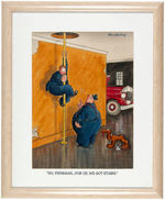 JAY IRVING FIREHOUSE CARTOON FULL COLOR FRAMED ORIGINAL ART.