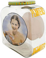 “PLANTER’S PEANUTS” STREAMLINE STORE JAR WITH PRETTY GIRL.