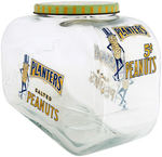 “PLANTERS SALTED PEANUTS” STREAMLINE STORE JAR WITH MULTIPLE MR. PEANUT IMAGES.