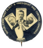 ROOSEVELT 1904 HAND OF CARDS PENNSYLVANIA COATTAIL TRIGATE CLASSIC BUTTON.