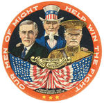 WILSON/UNCLE SAM/PERSHING SUPERB COLOR CIRCULAR GUMMED STAMP.