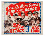 "COME ON, MOVIE GOERS!  BUY EXTRA BONDS" 1943 MOVIE STAR POSTER.