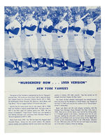 "NEW YORK YANKEES/MURDERERS ROW-1959 VERSION" PROMO SHEET.