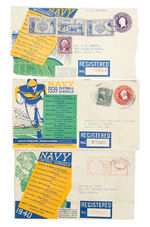 1937-39-40 "NAVY FOOTBALL SCHEDULE" REGISTERED TICKET ENVELOPES.