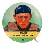 PR2 ORBIT GUM BASEBALL BUTTON #5 FRANK "GRUBE" CHICAGO WHITE SOX FROM 1932-33 SET OF 117.