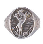 "ROY ROGERS" OVAL TOP STERLING SILVER RING.