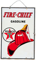 “TEXACO FIRE-CHIEF GASOLINE” PORCELAIN GAS PUMP SIGN.