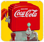 “DRINK COCA-COLA” LARGE TWO SIDED PORCELAIN SIGN.