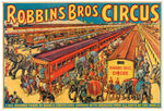 "ROBBINS BROS. CIRCUS" POSTER WITH CIRCUS TRAIN & COUNTLESS ANIMALS.