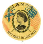 JEFFERSON DAVIS’S DAUGHTER ON EARLY RAILROAD BUTTON.