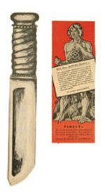 TARZAN KNIFE AND BOOKMARK.