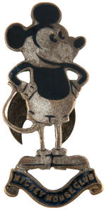 “MICKEY MOUSE CLUB” LARGE FIGURAL SILVERED BRASS BRITISH LAPEL STUD.