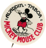 ALADDIN-TABOR MICKEY MOUSE CLUB SCARCE BUTTON AND RARE MEMBER CARD.