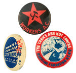 LEFT WING TRIO OF 1930s BUTTONS.