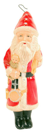 SANTA CLAUS LARGE AND IMPRESSIVE CELLULOID RATTLE FIGURE.