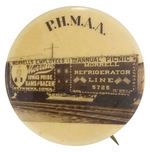 WONDERFULLY DECORATED RAILROAD FREIGHT CAR REAL PHOTO BUTTON.