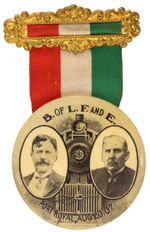 "B. OF L.F. AND E." RARE 1907 RIBBON BADGE.