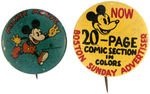 MICKEY MOUSE PAIR OF EARLY 1930s LITHO TIN BUTTONS.