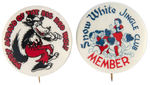 BIG BAD WOLF AND SNOW WHITE PAIR OF 1930s POPULAR GIVE-AWAY BUTTONS EACH WITH MICKEY ON BACK PAPER.