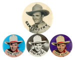 GENE AUTRY FOUR PORTRAIT BUTTONS.