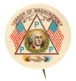 "ORDER OF WASHINGTON" CHOICE COLOR FRATERNAL BUTTON WITH HIS PORTRAIT.