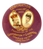 KING EDWARD VII RARE 1902 "CORONATION" BUTTON.