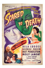 BELA LUGOSI "SCARED TO DEATH" ONE-SHEET MOVIE POSTER.