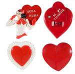 VALENTINE'S DAY FOUR FIGURAL PLASTIC PINS CIRCA 1940s-'50s.