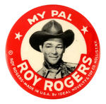 "MY PAL ROY ROGERS" BUTTON OFF A DOLL BY IDEAL.