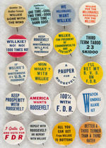 GROUP OF 20 FRANKLIN ROOSEVELT AND ANTI-WILLKIE BUTTONS.